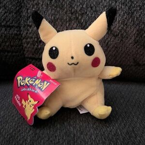 RARE VINTAGE 1999 POKEMON PIKACHU PLUSH BEAN TOY 11cm/4.5" NINTENDO NEW +TAGS !